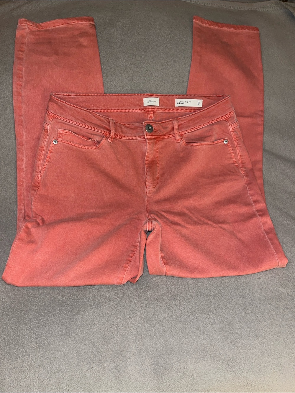 J. Jill Coral-Colored Slim Ankle Jeans